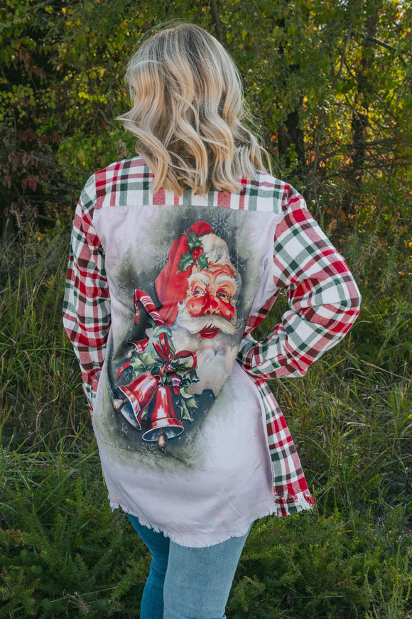 JOLLY OLD SAINT NICHOLAS BACK FLANNEL - RED MULTI