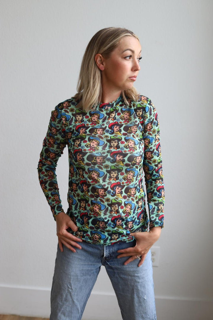 THE MINT COWGIRL MESH TOP
