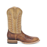 CIRCLE G MENS HONEY BROWN EMBROIDERY WIDE SQUARE TOE WESTERN BOOT - L6313