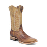 CIRCLE G MENS HONEY BROWN EMBROIDERY WIDE SQUARE TOE WESTERN BOOT - L6313