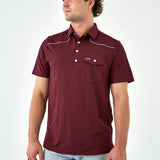 Burlebo Pearl Snap Performance Polo - Maroon