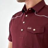 Burlebo Pearl Snap Performance Polo - Maroon