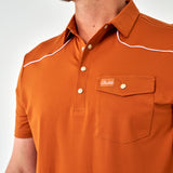 Burlebo Pearl Snap Performance Polo - Orange