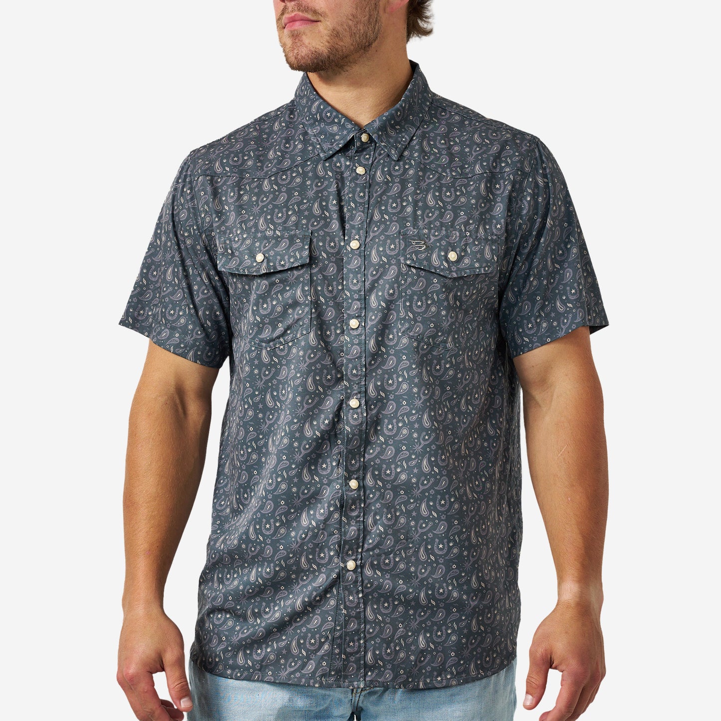 BURLEBO PERFORMANCE WESTERN SHIRT - PAISLEY SPURS