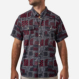 BURLEBO Performance Western Shirt - Texas Paisley - Black and Red