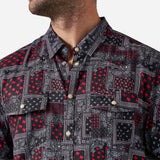 BURLEBO Performance Western Shirt - Texas Paisley - Black and Red