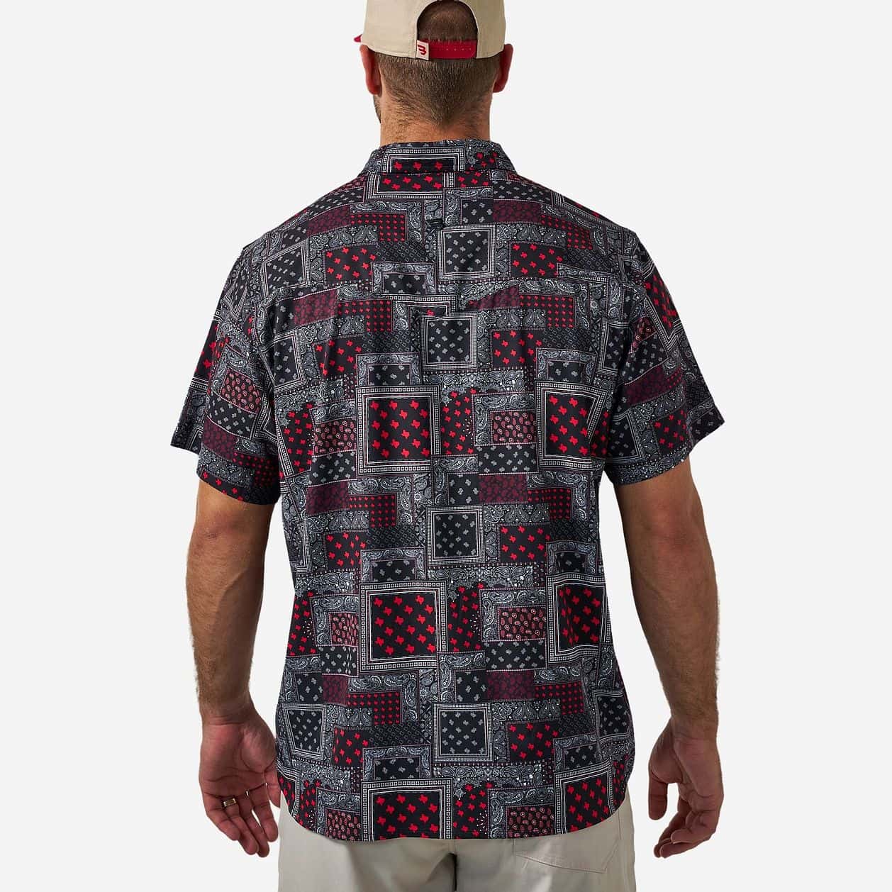 BURLEBO Performance Western Shirt - Texas Paisley - Black and Red