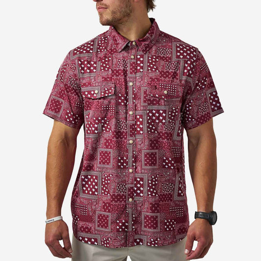 Burlebo Performance Western Shirt - Texas Paisley - Maroon
