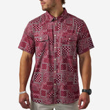 Burlebo Performance Western Shirt - Texas Paisley - Maroon