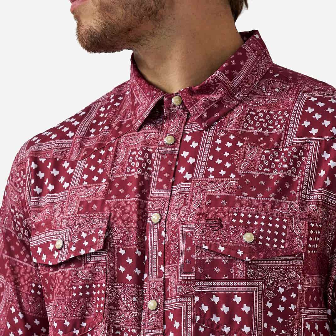 Burlebo Performance Western Shirt - Texas Paisley - Maroon