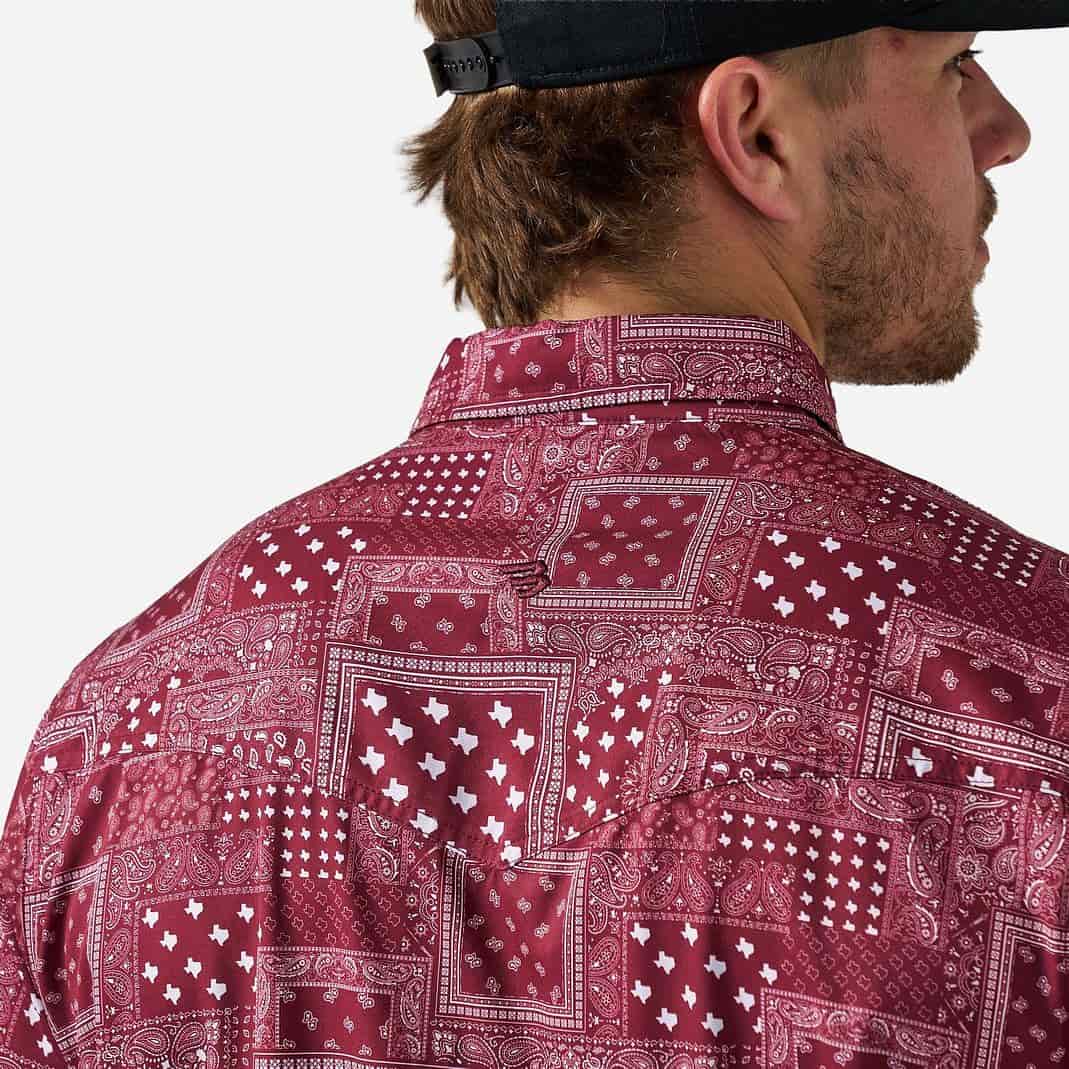 Burlebo Performance Western Shirt - Texas Paisley - Maroon