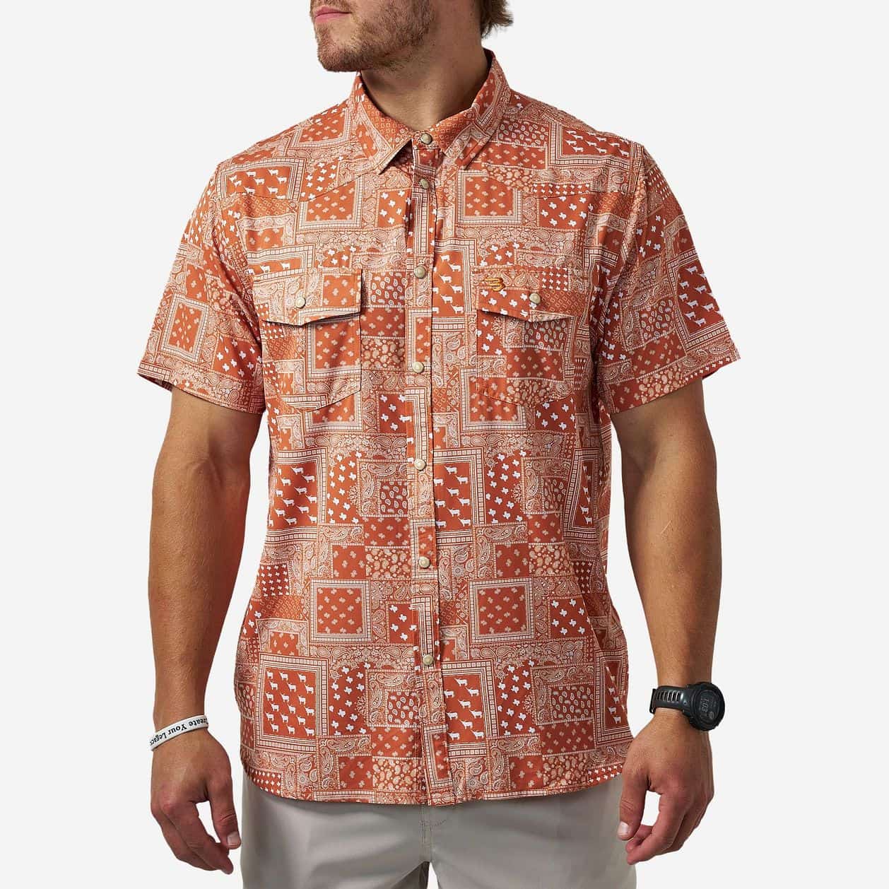 Burlebo Performance Western Shirt - Texas Paisley - Orange