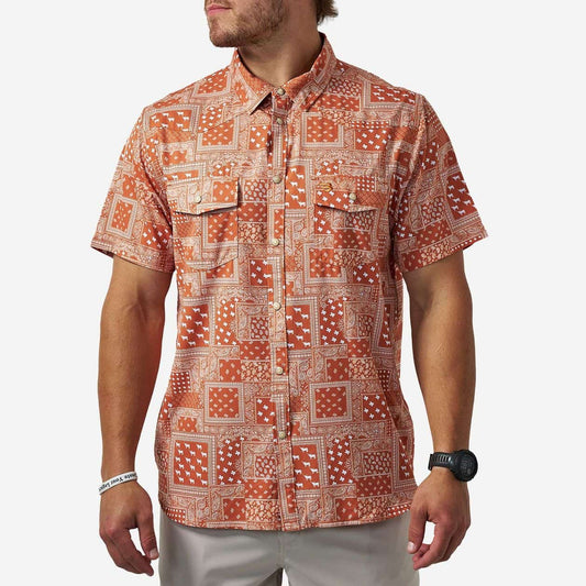 Burlebo Performance Western Shirt - Texas Paisley - Orange