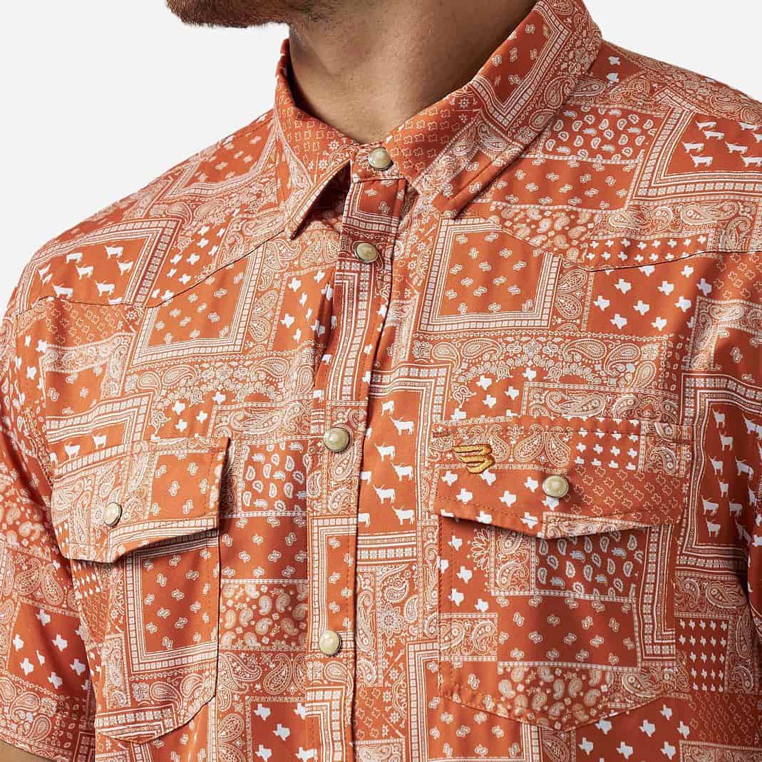 Burlebo Performance Western Shirt - Texas Paisley - Orange