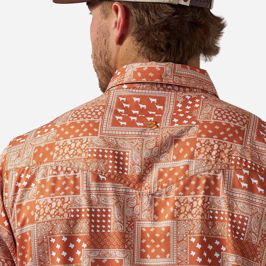Burlebo Performance Western Shirt - Texas Paisley - Orange