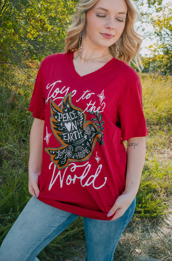 PEACE ON EARTH TEE - RED