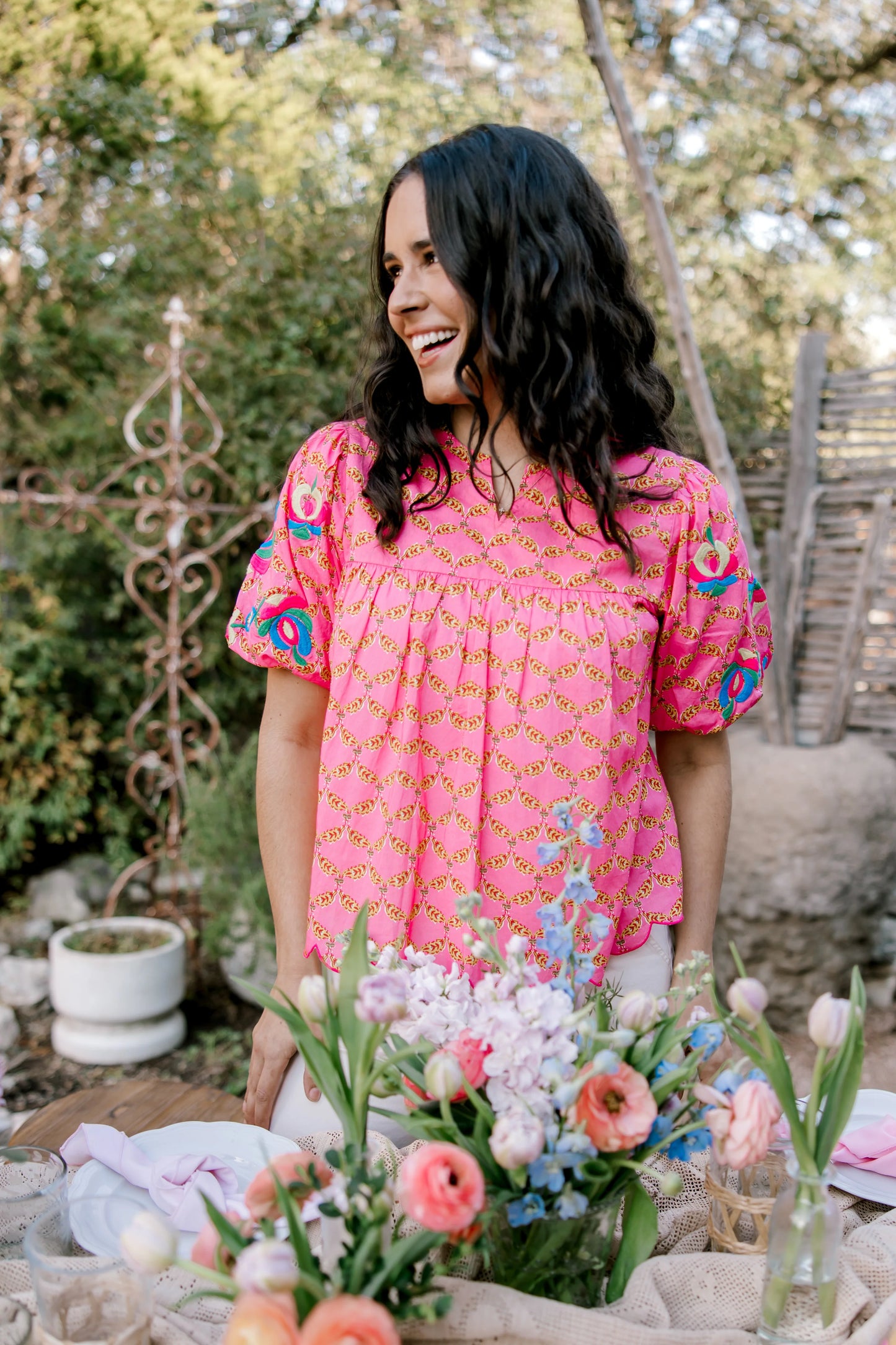 THE POPPIE TOP - PINK MULTI