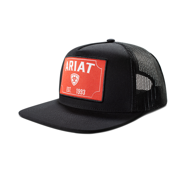 ARIAT MENS CAP SNAP BACK RED PATCH BLACK