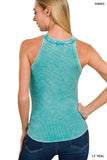 WASHED RIBBED CAMI TOP - LIGHT TEAL