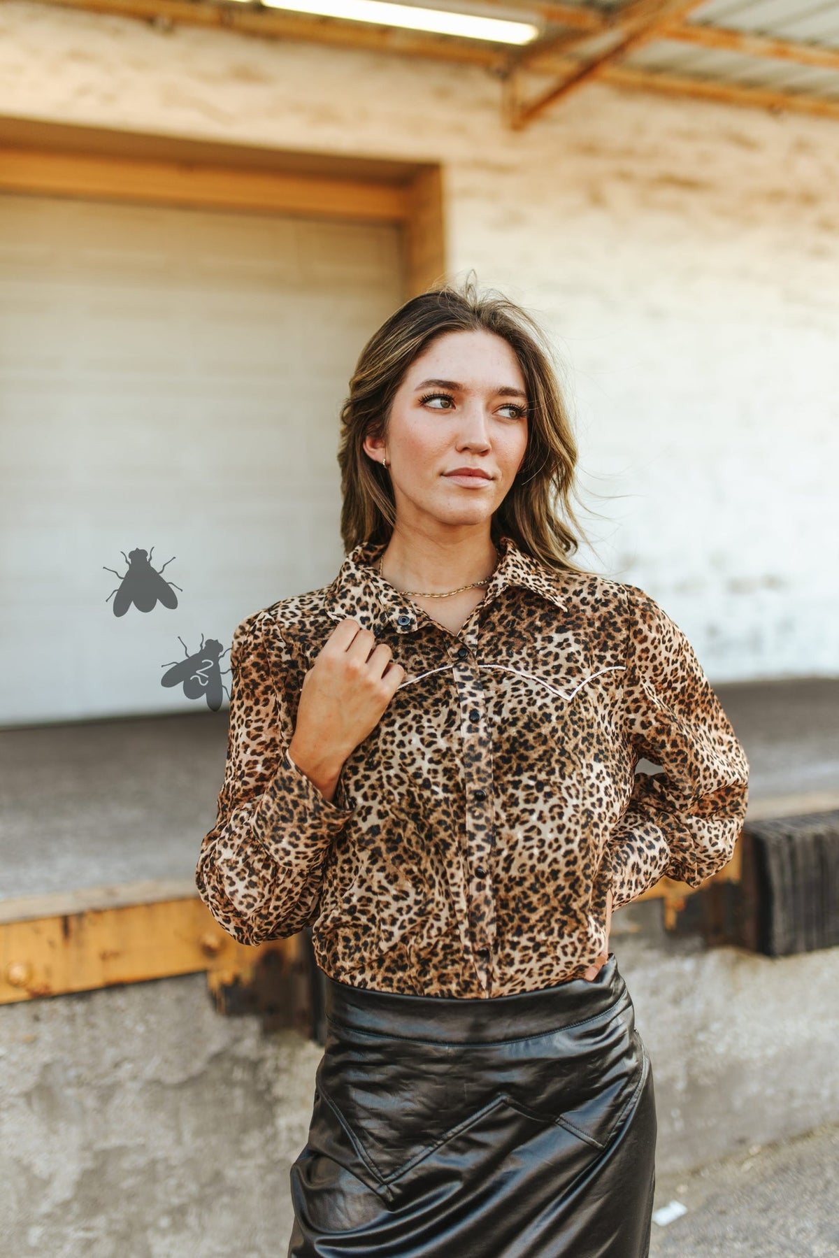 WESTERN WILD LEOPARD PEARL SNAP