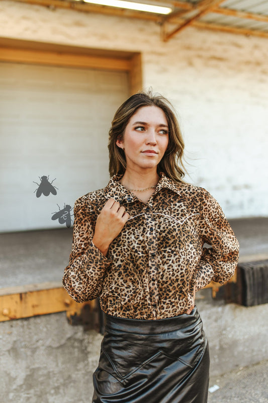 WESTERN WILD LEOPARD PEARL SNAP