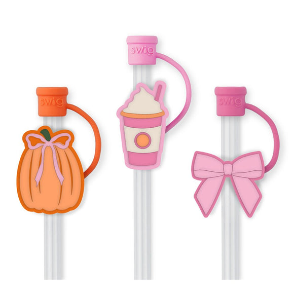 SWIG LIFE Pumpkins And Bows Straw Topper Set