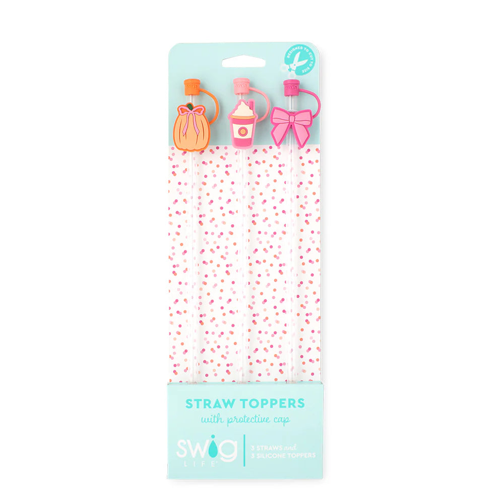 SWIG LIFE Pumpkins And Bows Straw Topper Set