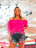 SPARKS FLY PUFF SLEEVED TOP - PINK