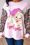 SANTA CLAUSE PINK SEQUIN LONG SLEEVE TOP