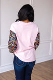 SANTA CLAUSE PINK SEQUIN LONG SLEEVE TOP