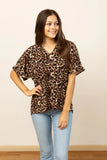 CARA COLLARED TOP - LEOPARD