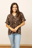 CARA COLLARED TOP - LEOPARD