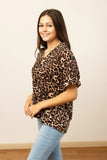 CARA COLLARED TOP - LEOPARD