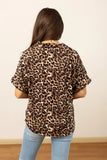 CARA COLLARED TOP - LEOPARD