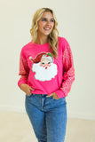 SEQUIN SANTA ON HOT PINK SWEATSHIRT