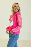 SEQUIN SANTA ON HOT PINK SWEATSHIRT