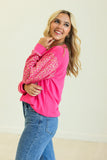 SEQUIN SANTA ON HOT PINK SWEATSHIRT