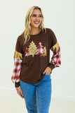 BROWN PLAID CHRISTMAS TREE SWEATSHIRT