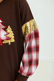 BROWN PLAID CHRISTMAS TREE SWEATSHIRT