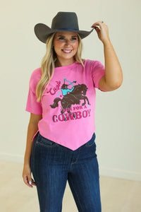 CUPID AIM FOR A COWBOY V-HEM TOP - PINK