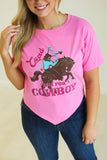 CUPID AIM FOR A COWBOY V-HEM TOP - PINK