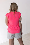 THE NICOLE NEON PINK V-NECK TOP