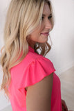 THE NICOLE NEON PINK V-NECK TOP