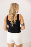 BELLA SQUARE BLACK NECK RIB KNIT TANK TOP