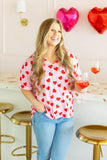 CARA COLLARED TOP - HEART PRINT