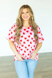 CARA COLLARED TOP - HEART PRINT