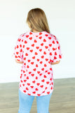 CARA COLLARED TOP - HEART PRINT