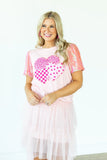 THREE SWEET HEARTS SPARKLE TOP - Light Pink