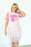 THREE SWEET HEARTS SPARKLE TOP - Light Pink