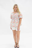 PUFF SLEEVE WATERCOLOR FLOWERS BLOUSE